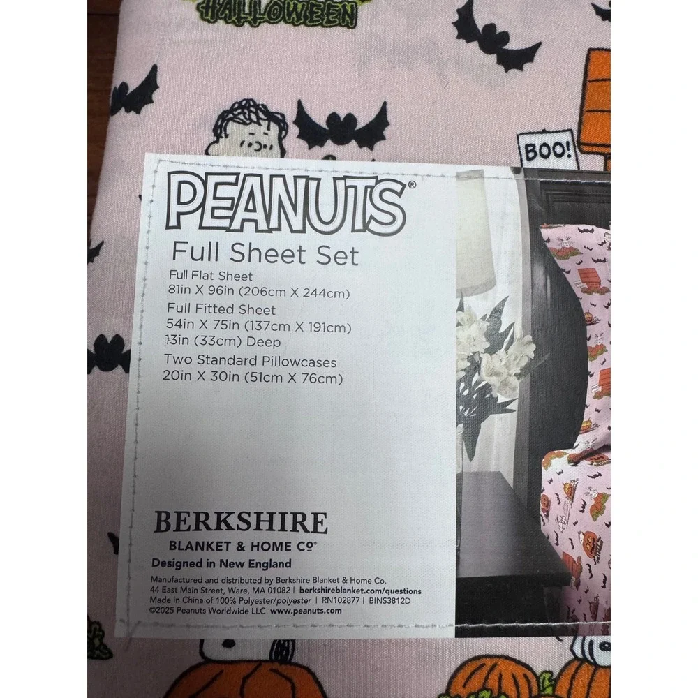 Peanuts Halloween Full Sheet Set Berkshire Snoopy Charlie Brown 4 Piece New